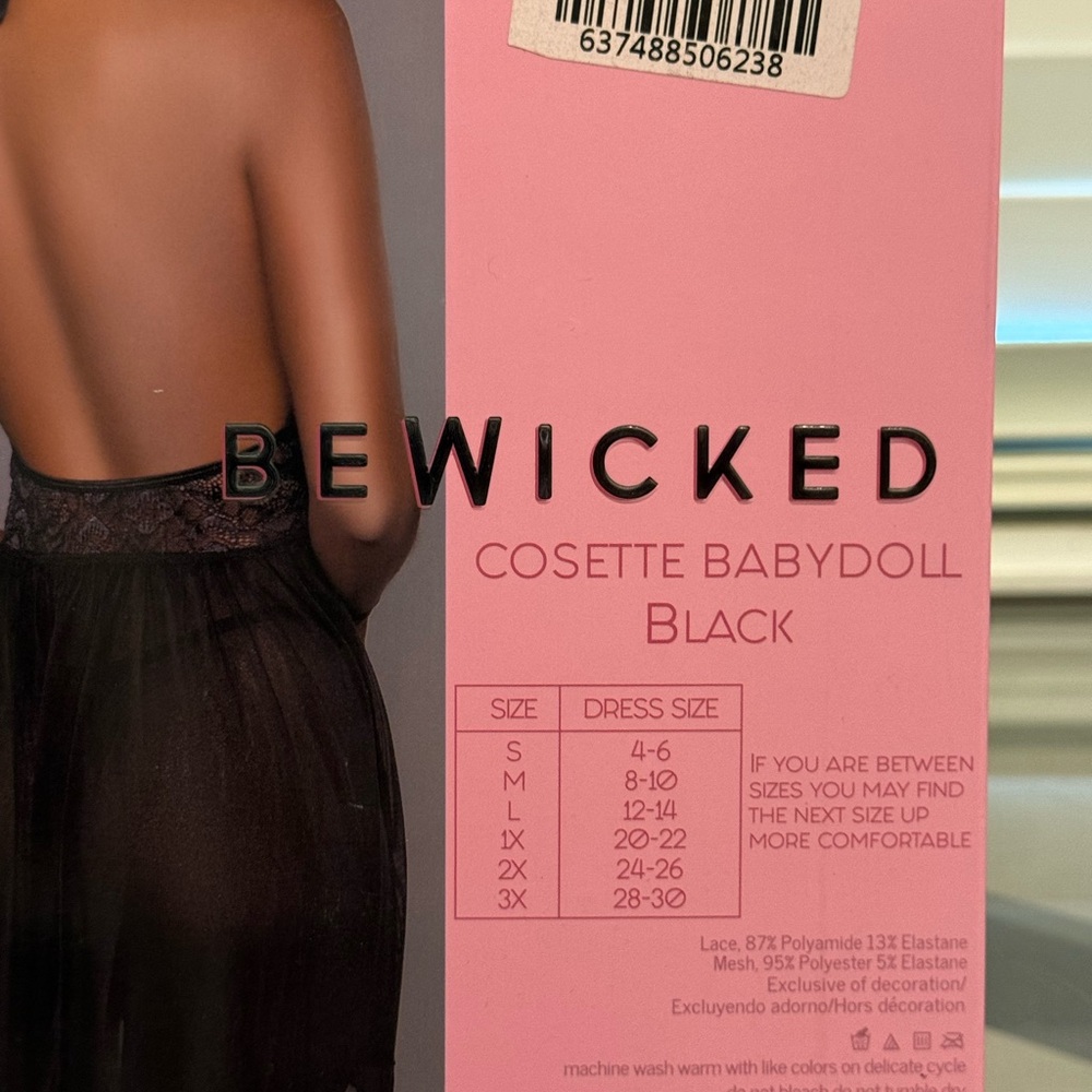 BeWicked Cosette Lace Babydoll in Black - Picture 6 of 8